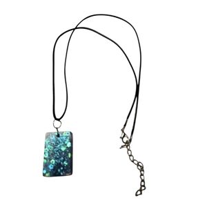 Handcrafted Cosmic Pool Resin Pendant Necklace Handmade Glitter Jewelry 13" Cord